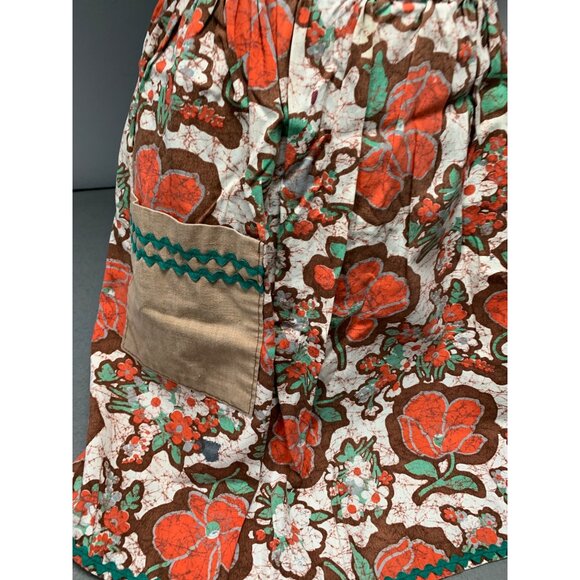Vintage Handmade Floral Cotton Apron with Pocket - Picture 2 of 6